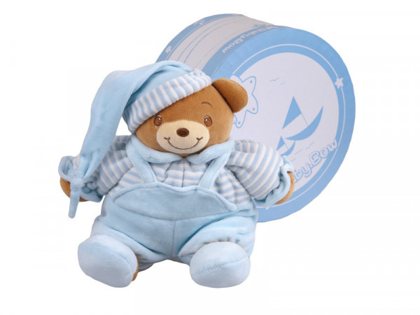 Baby Bow Cotton Velour Bear In Gift Box (Blue)